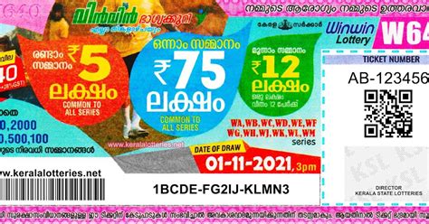 Kerala Lottery result today 1.11.2021, Win Win W 640 lottery result.